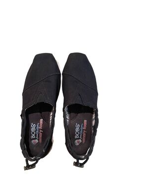 Skechers Bobs Womens Size 6 Set Sail Wedge Espadrilles Slip On Black Memory Foam